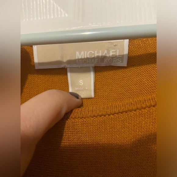 Michael Kors women's long sleeve Tunic shirt Small gold Orange Blouse GUC - Picture 3 of 6